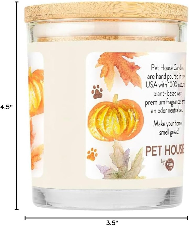 - 100% Natural Soy Wax Candle - Pet Odor Eliminator, up to 60 Hours Burn Time, Non-Toxic, Eco-Friendly Reusable Glass Jar Scented Candles – Pumpkin Spice - Pack of 2
